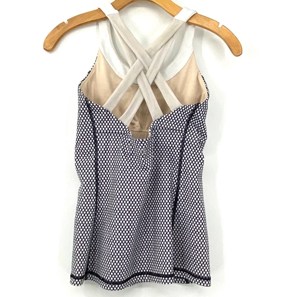 πSALEπ Lululemon Blue White Tan Crisscross Tank - Picture 5 of 10